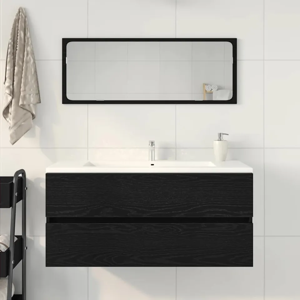 vidaXL Wastafelkast 100x38,5x45 cm spaanplaat zwart eikenkleurig, foto 3