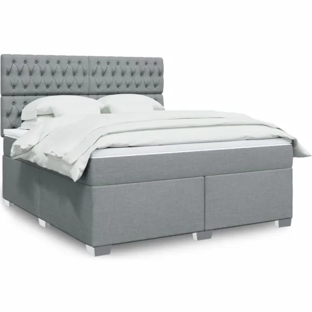 vidaXL Boxspring met matras stof lichtgrijs 180x200 cm grijs