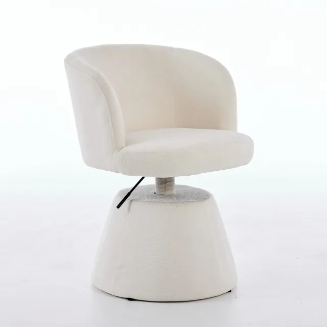 Ropilly In hoogte verstelbare barkruk - 360 graden draaibare eetkamerstoel - Ergonomisch - Metalen onderstel - 1 stuk - Kookeiland - 57,5x60x92,5cm - Beige