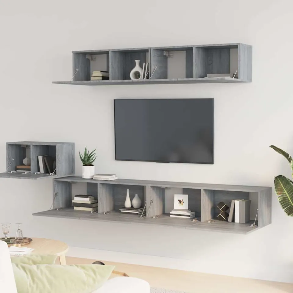 vidaXL 5-delige Tv-meubelset bewerkt hout grijs sonoma eikenkleurig, foto 3