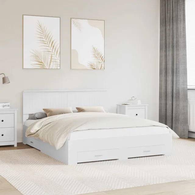 vidaXL Bedframe met lade met hoofdeinde Wit 160 x 200 cm Bewerkt hout
