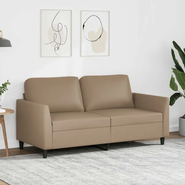 vidaXL Tweezitsbank 140 cm kunstleer cappuccinokleurig bruin