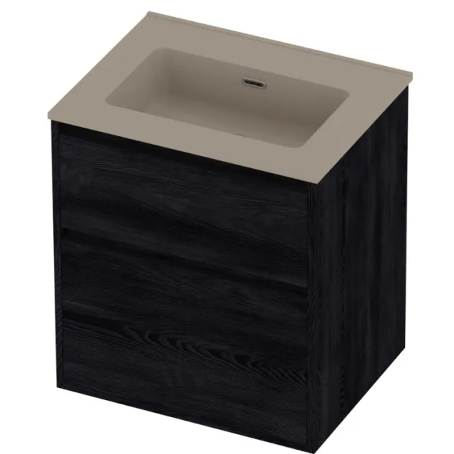 Proline Tribute Badmeubelset Porselein Elegant 60x46x67 cm Mat Crème Cotton Black Oak Eiken