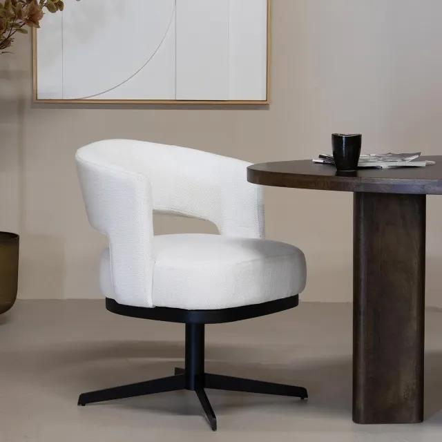 DÉJA Living Eetkamerstoel Louis - Stof/Metaal - Beige - Set van 2