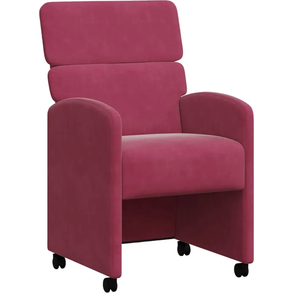 vidaXL Eetkamerstoelen met Wieltjes 2 st Fluweel Wijnrood