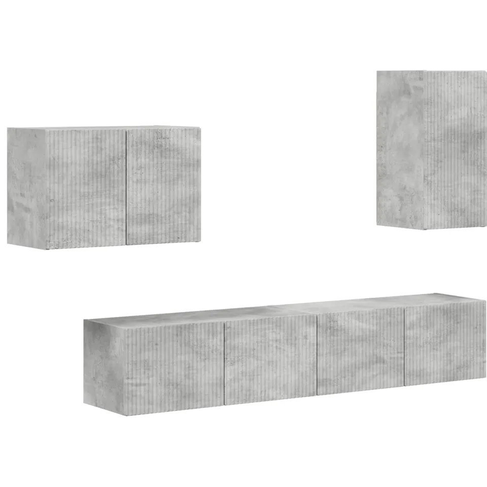 vidaXL TV Wandkast Set 4 st Beton Grijs Bewerkt hout, foto 3