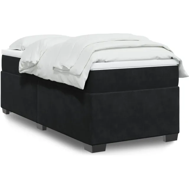 vidaXL Boxspring met matras fluweel zwart 100x200 cm