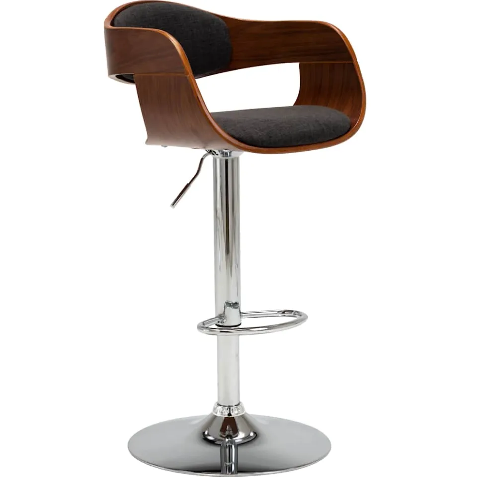 vidaXL Barstoelen 2 st gebogen hout en stof grijs