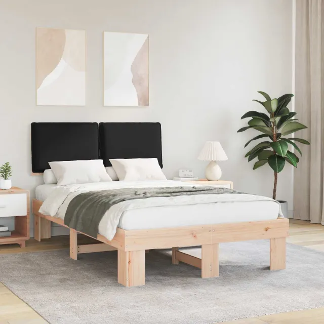 vidaXL Bedframe met Gevoerd Hoofdgedeelte Zwart 120 x 200 cm