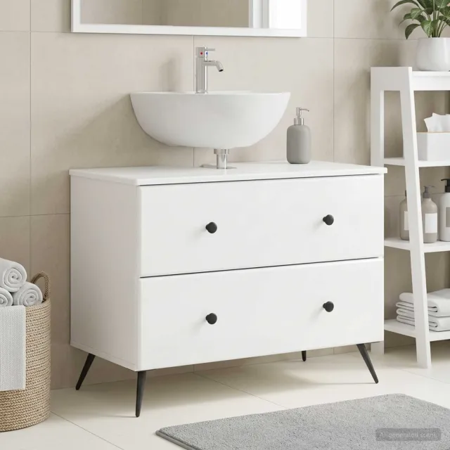vidaXL Badkamer wastafelkast BREDA Hoogglans Wit 82 x 41 x 59 cm, foto 2