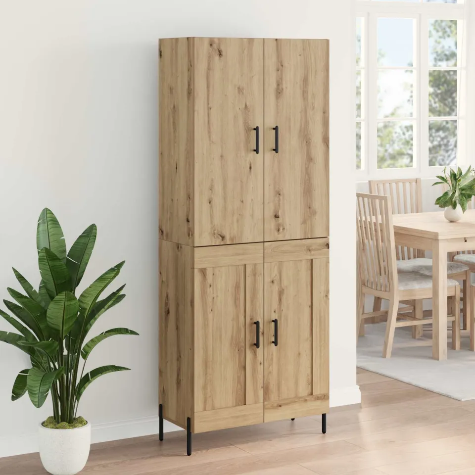 vidaXL Highboard Artisan Eiken 69,5 x 34 x 180 cm Bewerkt hout, foto 3