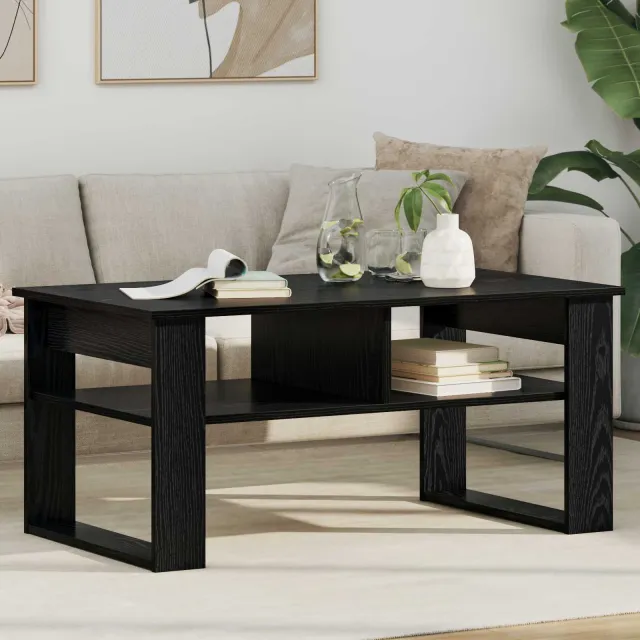vidaXL Salontafel Zwart Eiken 96 x 54 x 44 cm Bewerkt hout, foto 2