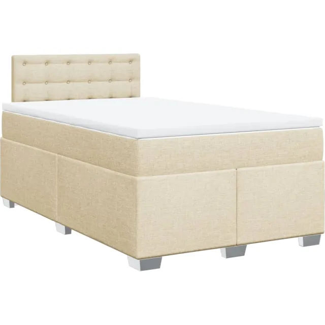 vidaXL Boxspring met matras stof crèmekleurig 120x190 cm