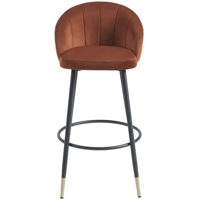 Vente-unique Set van 2 barkrukken in fluweel en metaal - Terracotta - ELIRAM
