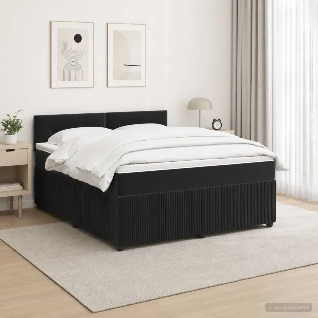 vidaXL Boxspringbed met matras Zwart 160 x 200 cm Fluweel