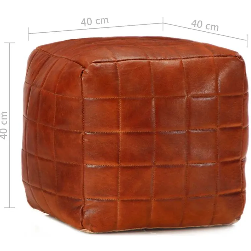 vidaXL Poef 40x40x40 cm echt geitenleer tan bruin, foto 4