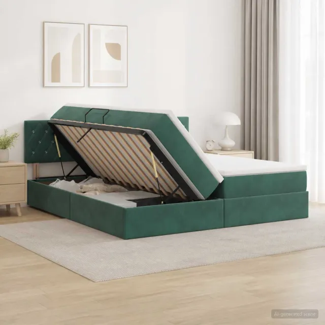 vidaXL Opslag bed met hoofdeinde 2 st Donkergroen