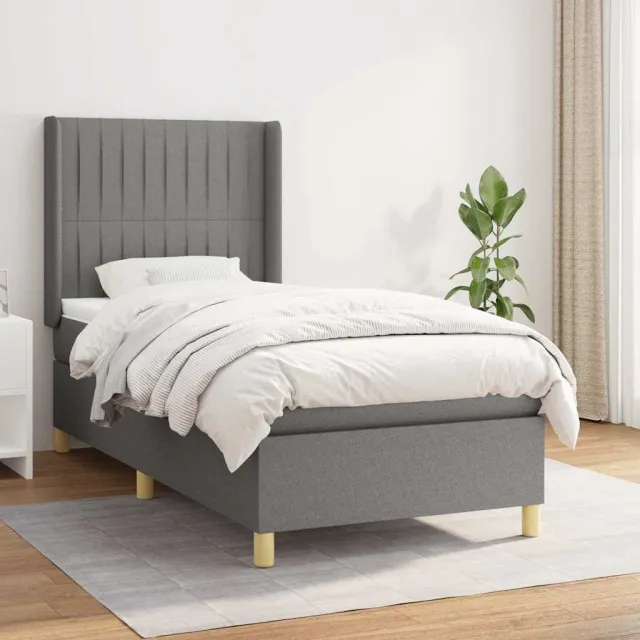 vidaXL Boxspring met matras stof donkergrijs 90x190 cm grijs