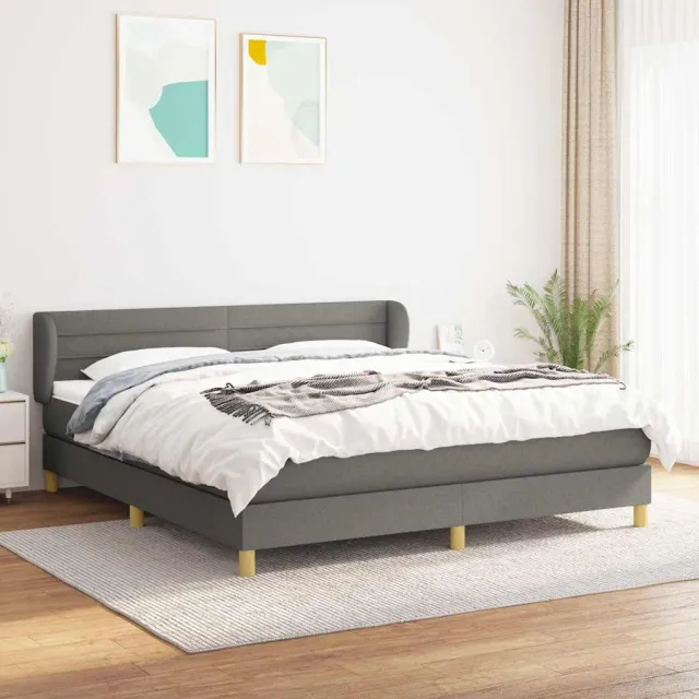 vidaXL Boxspring met matras stof donkergrijs 180x200 cm grijs