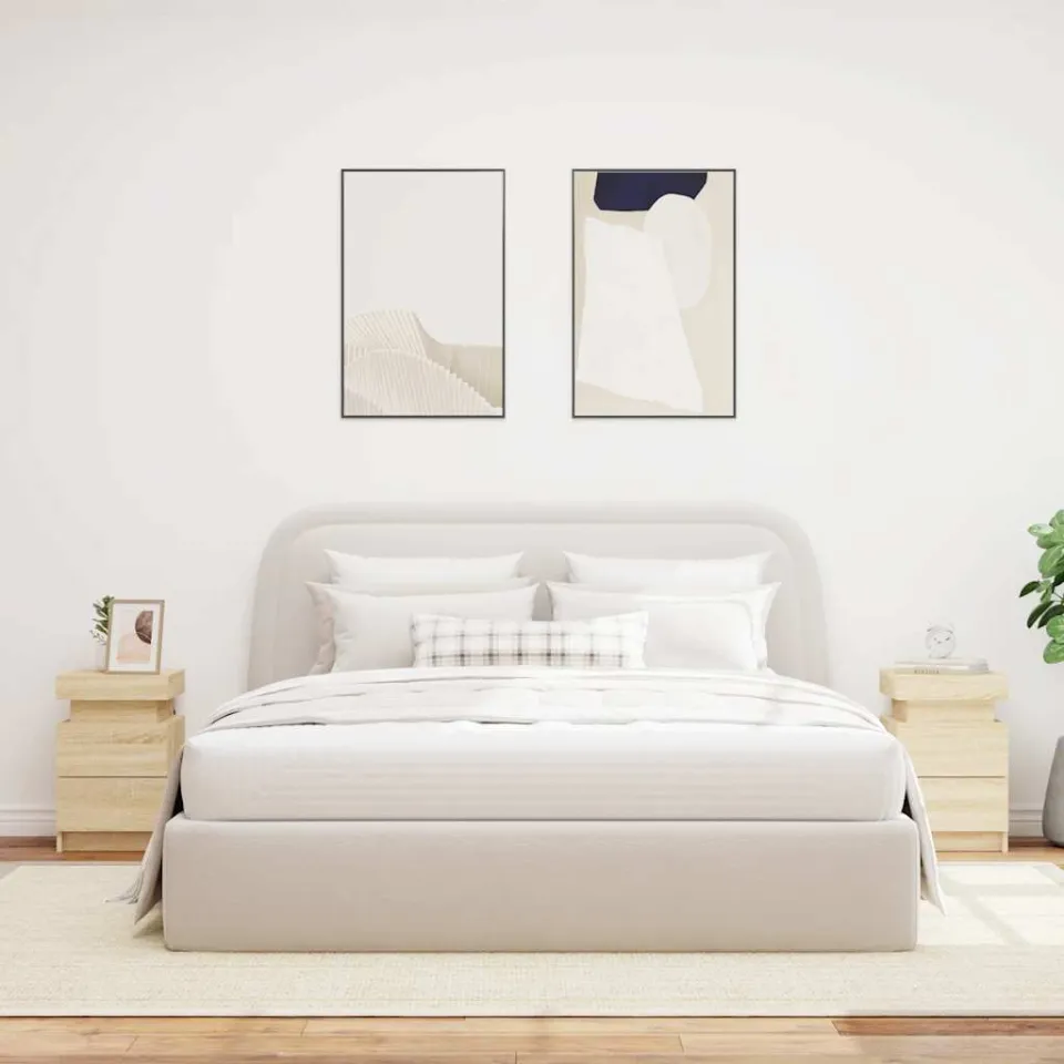vidaXL Nachtkastjes met LED-verlichting 2 st 35x39x55 cm sonoma eiken, foto 4