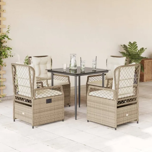 vidaXL 5-delige Tuinset met kussens poly rattan beige, foto 2