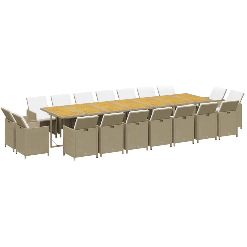 vidaXL 19-delige Tuinset met kussens poly rattan beige