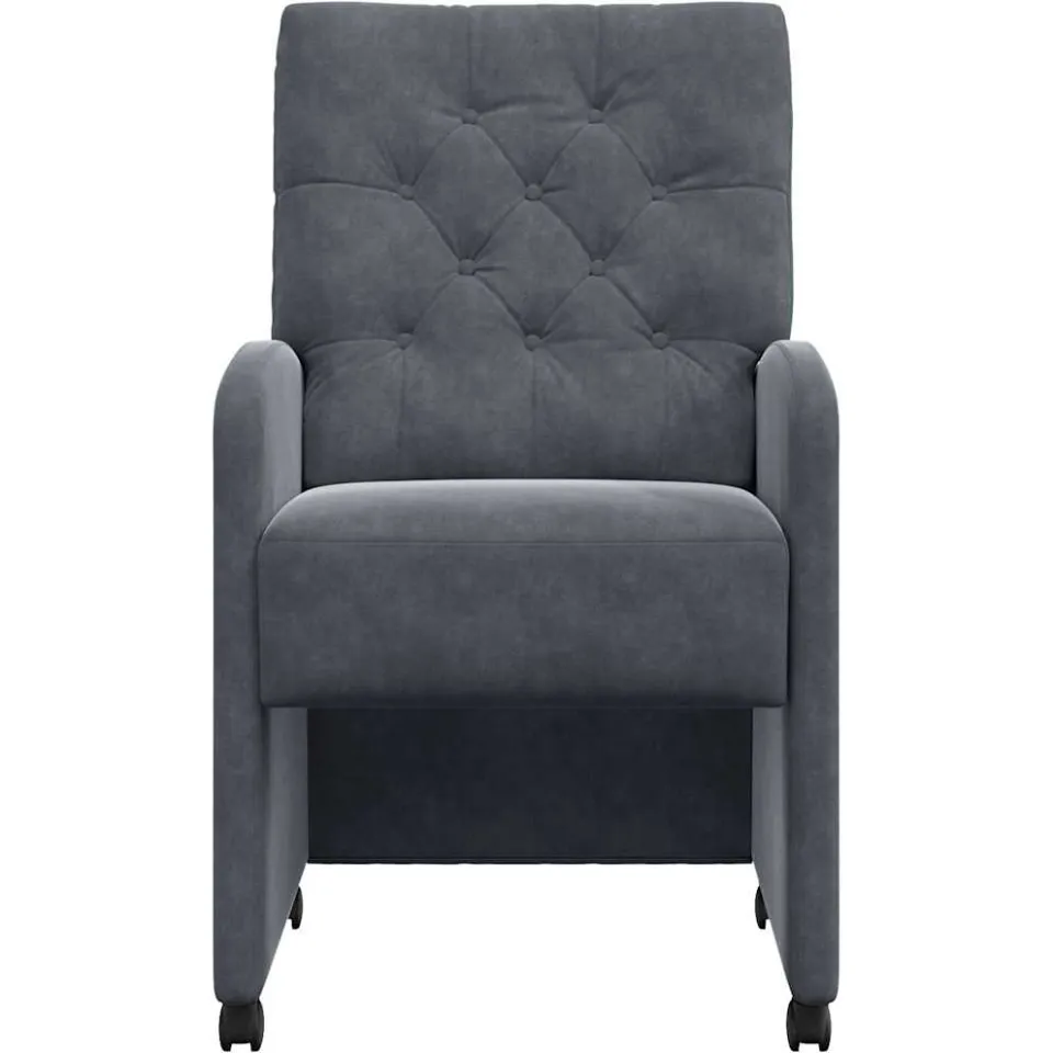 vidaXL Eetkamerstoelen met Wieltjes 2 st Fluweel Donkergrijs grijs, foto 4