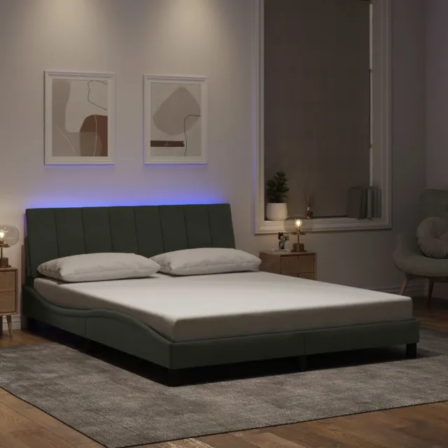 vidaXL Bedframe met LED zonder matras "Hanko" lichtgrijs 160x200 cm