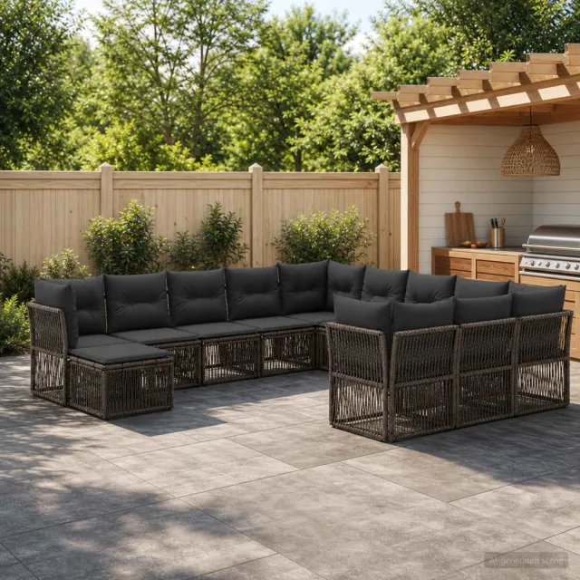 vidaXL Tuinbankenset 12 st 12-zits Grijs poly rattan