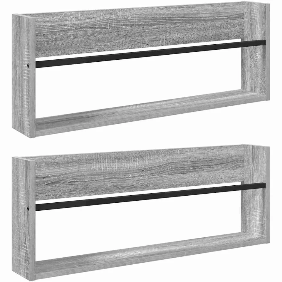 vidaXL Tijdschrift Rek 2 st Grijs Sonoma 80 x 12 x 30 cm Bewerkt hout, foto 3