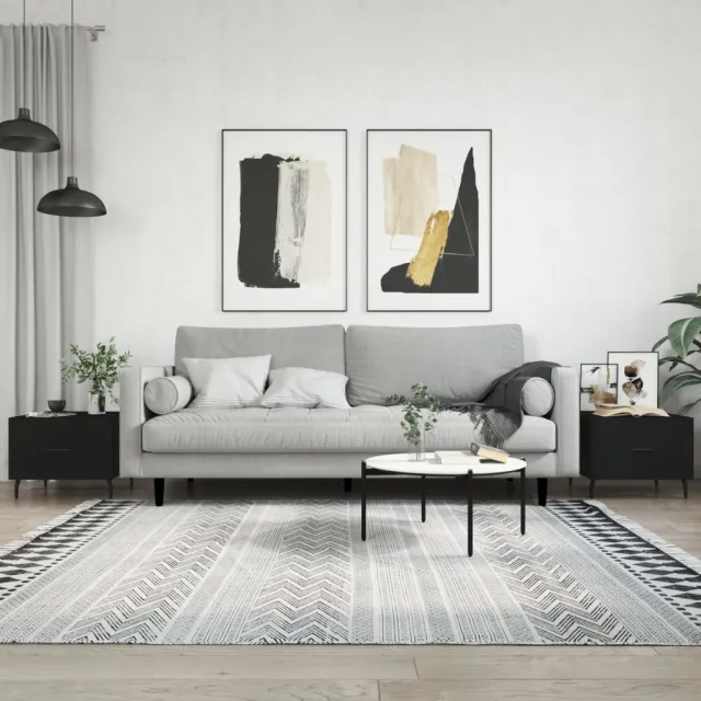 vidaXL Salontafels 2 st 50x50x40 cm bewerkt hout zwart, foto 2