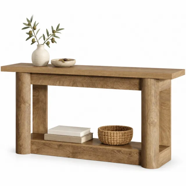 DMG Supply Consoletafel - 2 Niveaus - 160 x 30 x 80 cm - Rustiek Bruin - Houtlook
