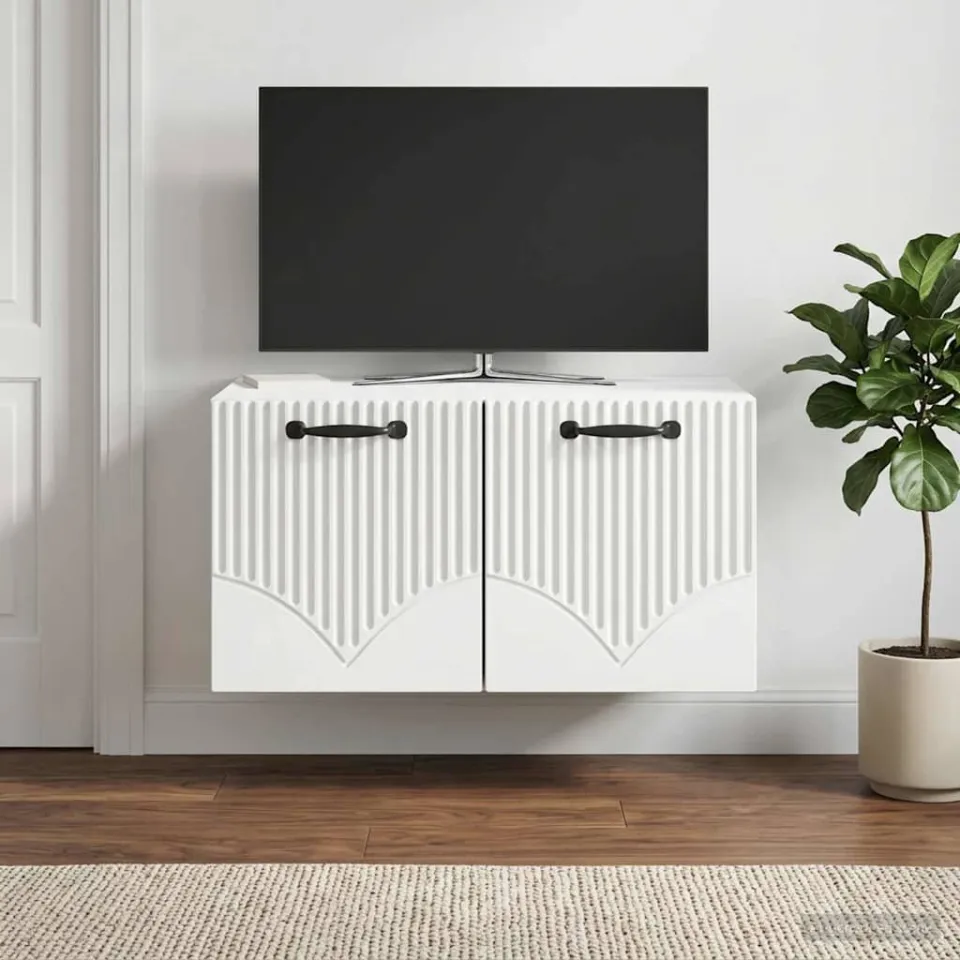 vidaXL Wandbeugel TV-kast Wit 59,5 x 41 x 30 cm Bewerkt hout, foto 4