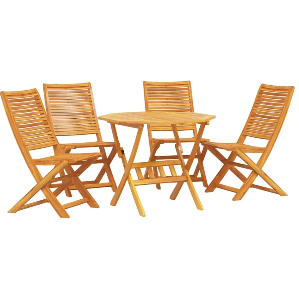 vidaXL Tuin eettafelset 5 st Bruin Massief Acaciahout