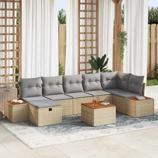 vidaXL Tuin Sofa Set 8 st Beige poly rattan