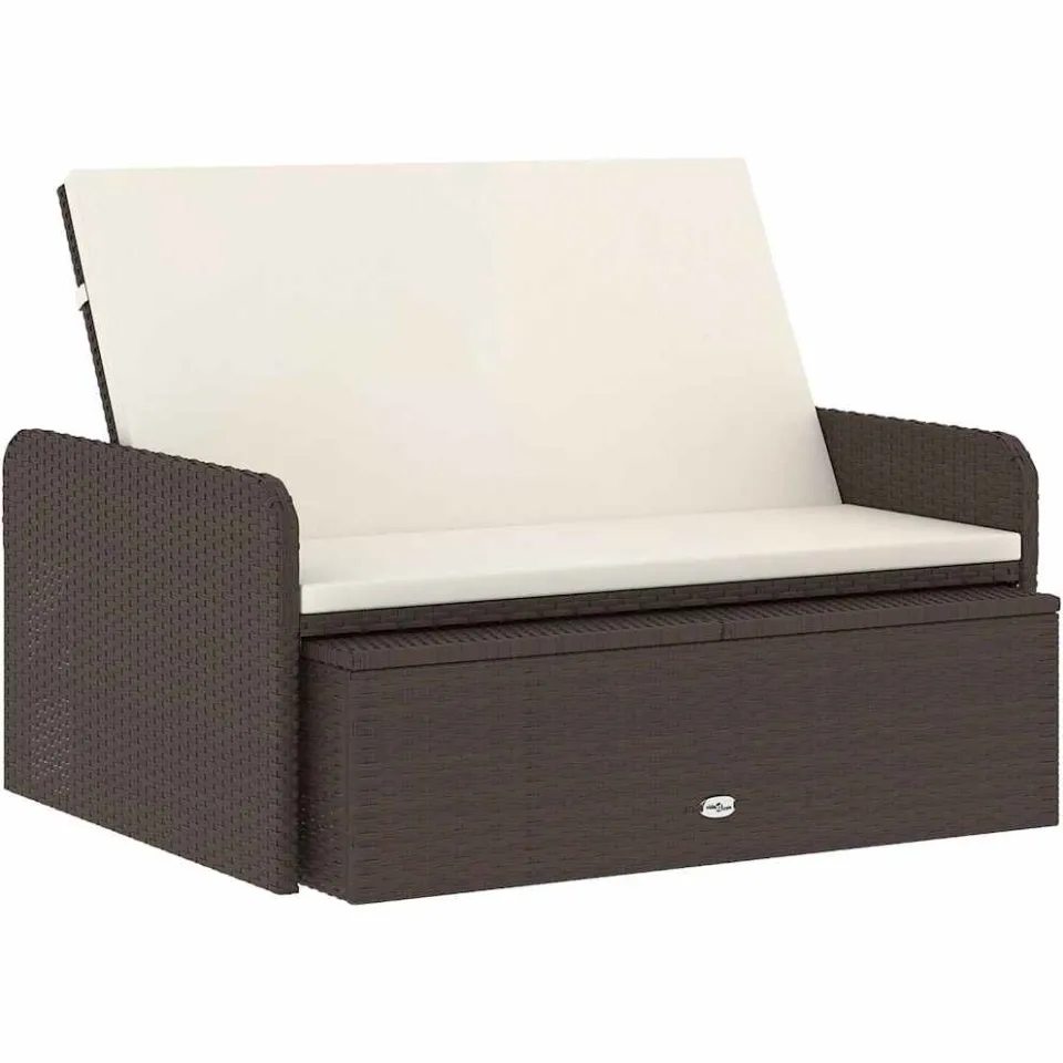 vidaXL 2-delige Loungeset met kussens poly rattan bruin, foto 2