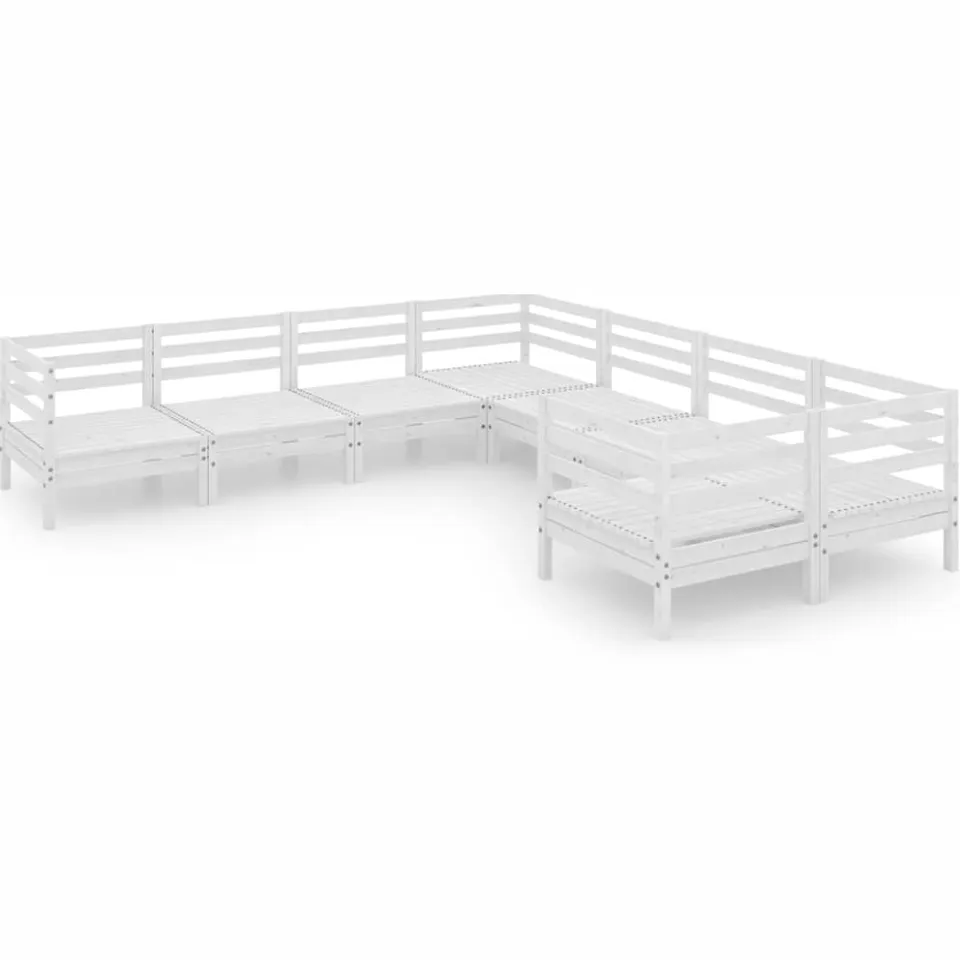 vidaXL 8-delige Loungeset massief grenenhout wit, foto 3