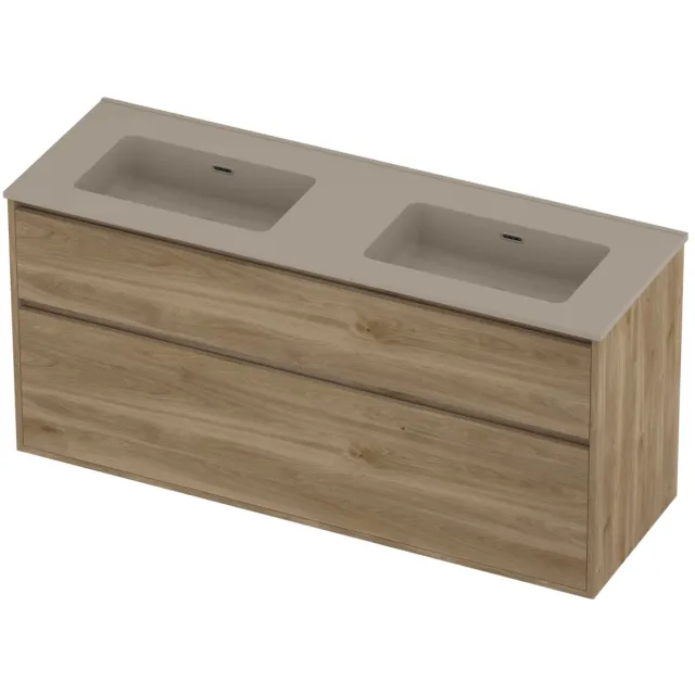 Proline Tribute Badmeubelset Porselein Elegant 140x46x67 cm Mat Crème Cotton Cider Oak Eiken