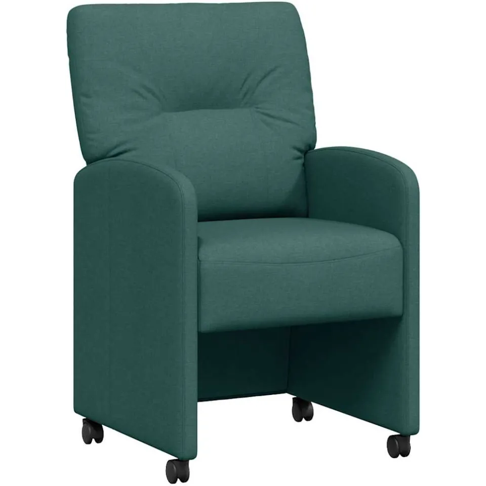 vidaXL Eetkamerstoelen met Wieltjes 2 st Stof Donkergroen