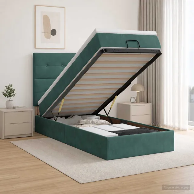 vidaXL Ottoman bed met matras Donkergroen 80 x 200 cm Fluweel