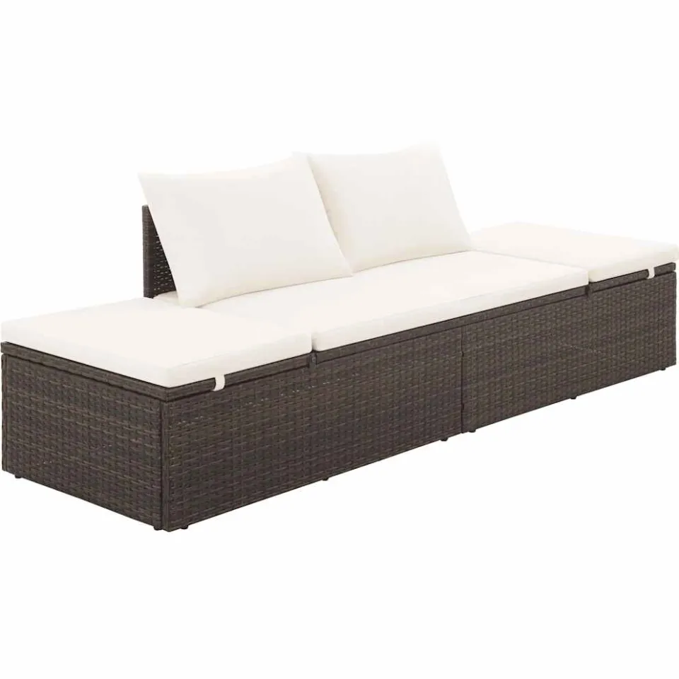 vidaXL Tuinbed 195x60 cm poly rattan bruin, foto 4