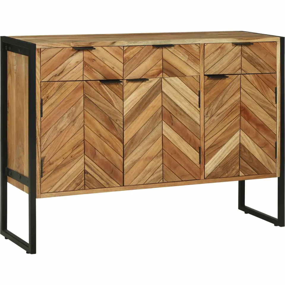 vidaXL Dressoir 100 x 30 x 75 cm Massief acaciahout bruin, foto 3