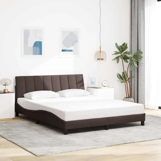vidaXL Bedframe zonder matras "Hanko" stof donkerbruin 160x200 cm bruin