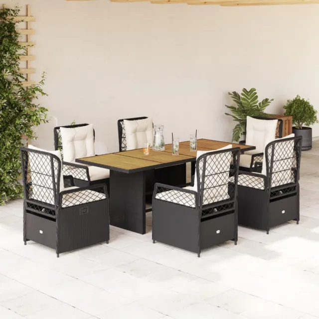 vidaXL 7-delige Tuinset met kussens poly rattan zwart, foto 2