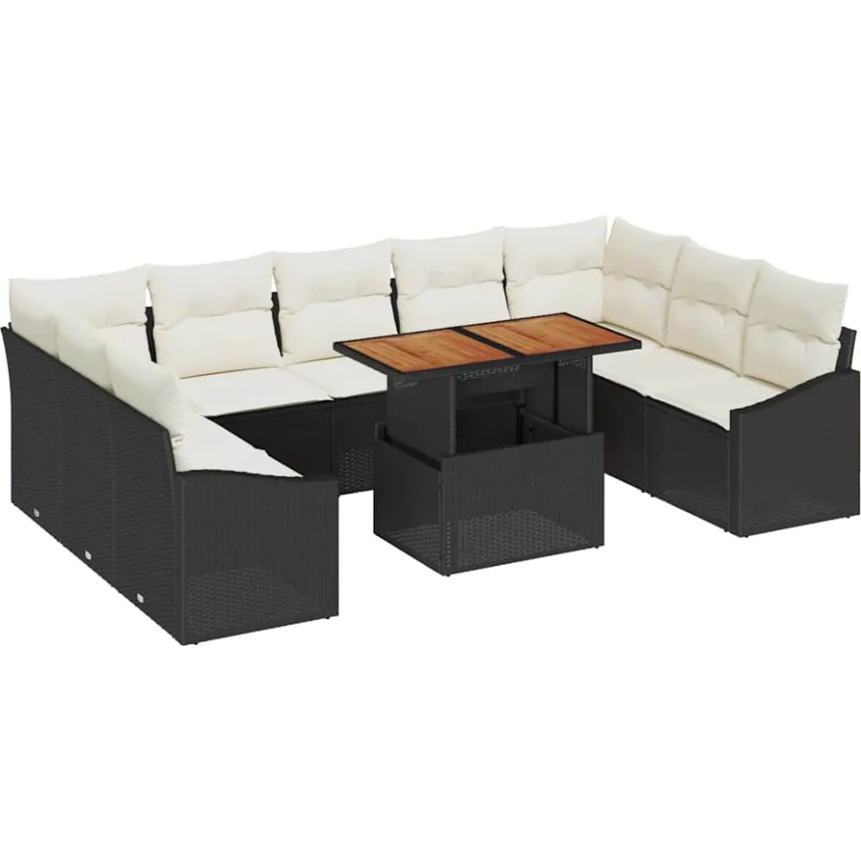 vidaXL Tuin Sofa Set 10 st Zwart Poly riet