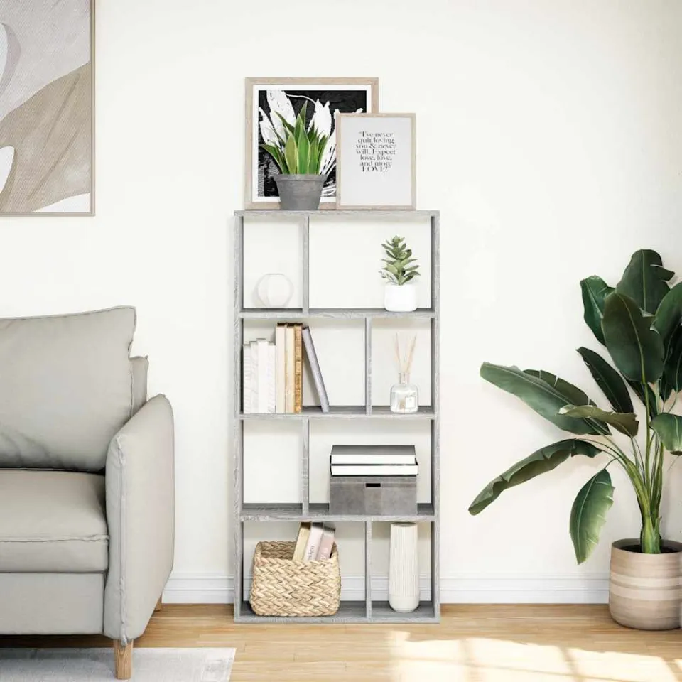 vidaXL Boekenkast 60x20x120,5 cm bewerkt hout grijs sonoma eikenkleurig, foto 2