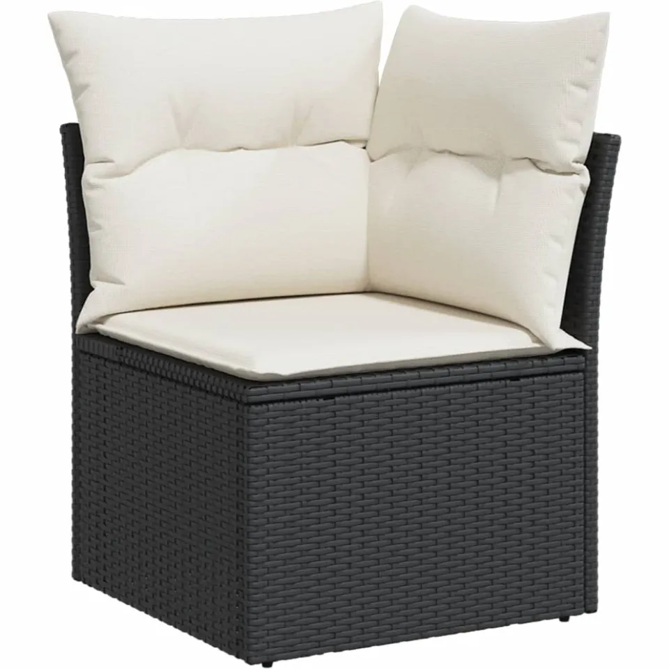 vidaXL 14-delige Loungeset met kussens poly rattan zwart, foto 4