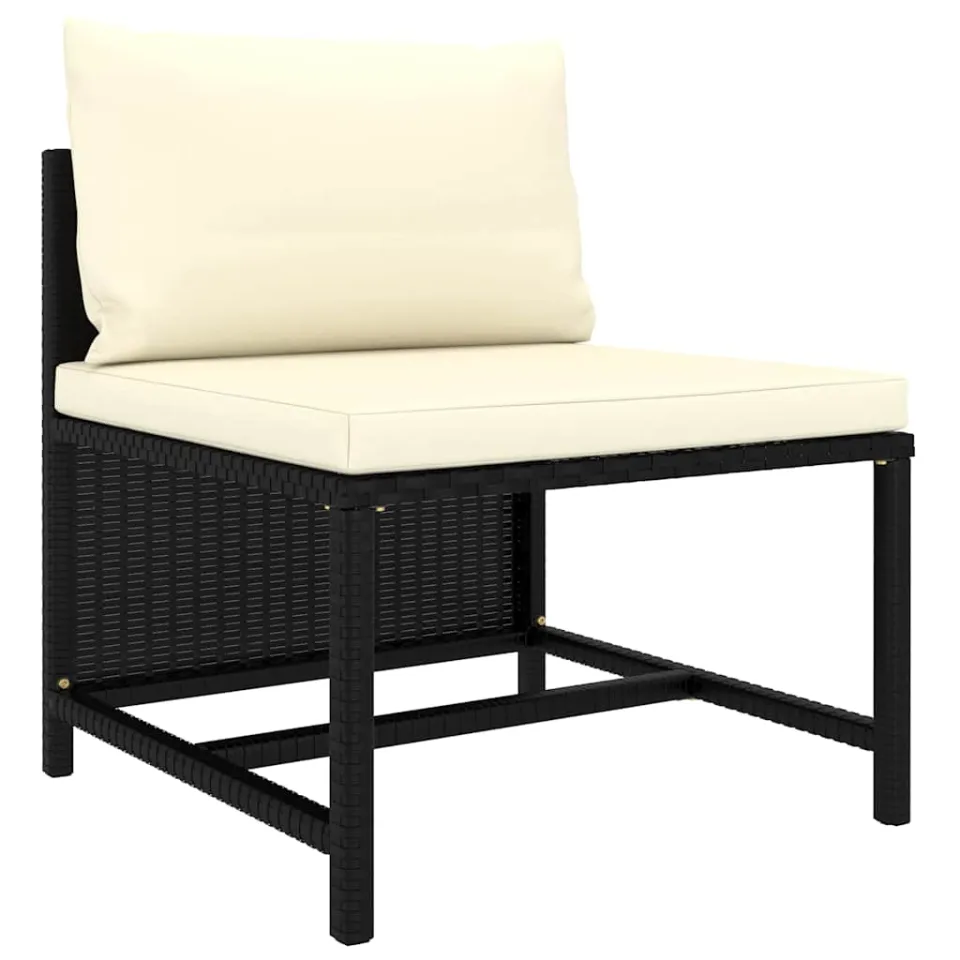 vidaXL 6-delige Loungeset met kussens poly rattan zwart, foto 4