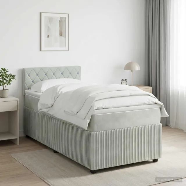 vidaXL Boxspringbed met matras Lichtgrijs 100 x 200 cm Fluweel Groen