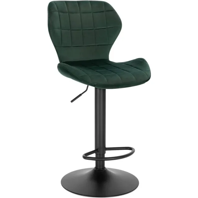 Dripio Barkruk Deluxe Rama - Industrial - Donkergroen - Barkrukken set van 1 - Barstoel Kruk - Barstoelen met rugleuning - Keukenstoel - In hoogte verstelbaar - Velvet
